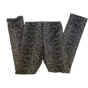 Gray/Black Leopard Print Pull Over Elastic Waistband Straight Cuffed Pants